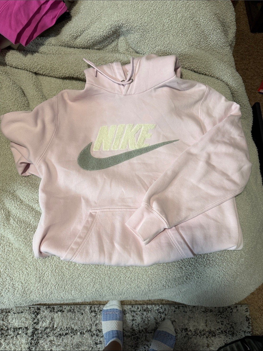 Nike Pink Hoodie with Gray Swoosh Logo